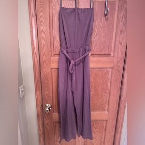 Purple Sleeveless Jumpsuit with Belt